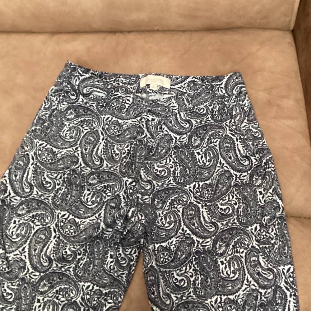 Talbots Navy and White Paisley pants